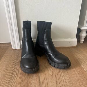 Steve Madden Black Lug Sole Ankle Boots
